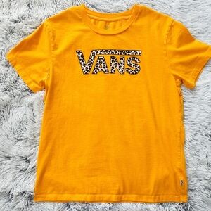 Vans Yellow Tee with Leopard Logo, Size Medium